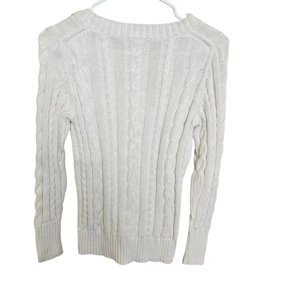 J. Crew Womens Cable Knit Sweater Size S Classic Old Money Minimalist Ivy League